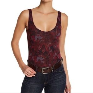Intimately Free people mesh bodysuit merlot